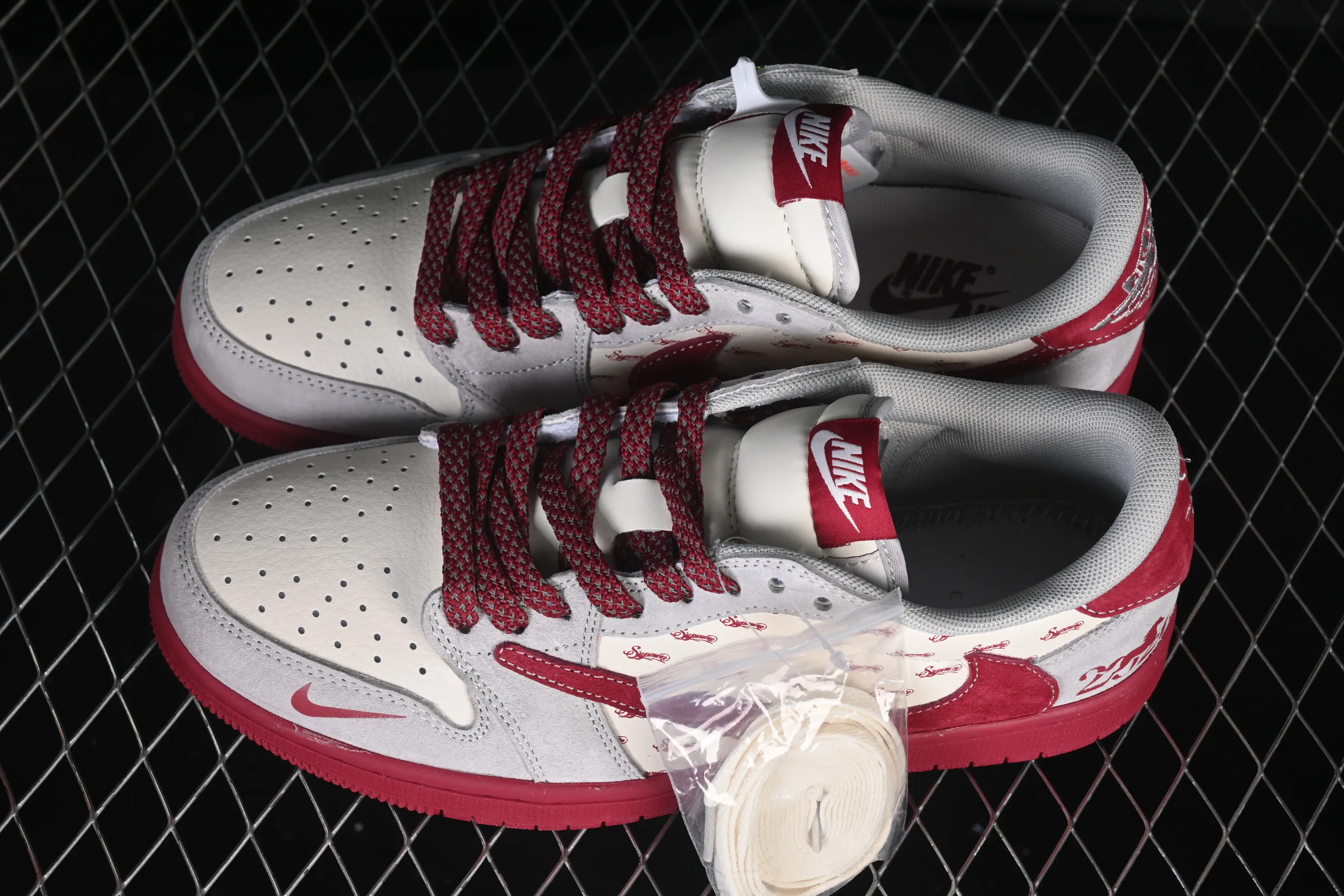 All categories Air Jordan Jordan series basketball shoes Air Jordan 1 Low high-end customized low-top sneakers Air Jordan 1 Low AJ1 Joe 1 Year of the Horse limited edition retro white and red high-end customized low-top retro basketball shoes JP2026-115